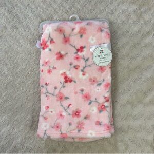 Baby Starters Cherry Blossom Baby Blanket Pink White Gray Floral Flowers Branch